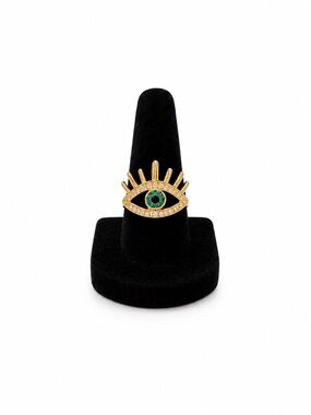 Evil Eye Blue Iris Crystal Gold Size 7 Women’s Ring Jewelry